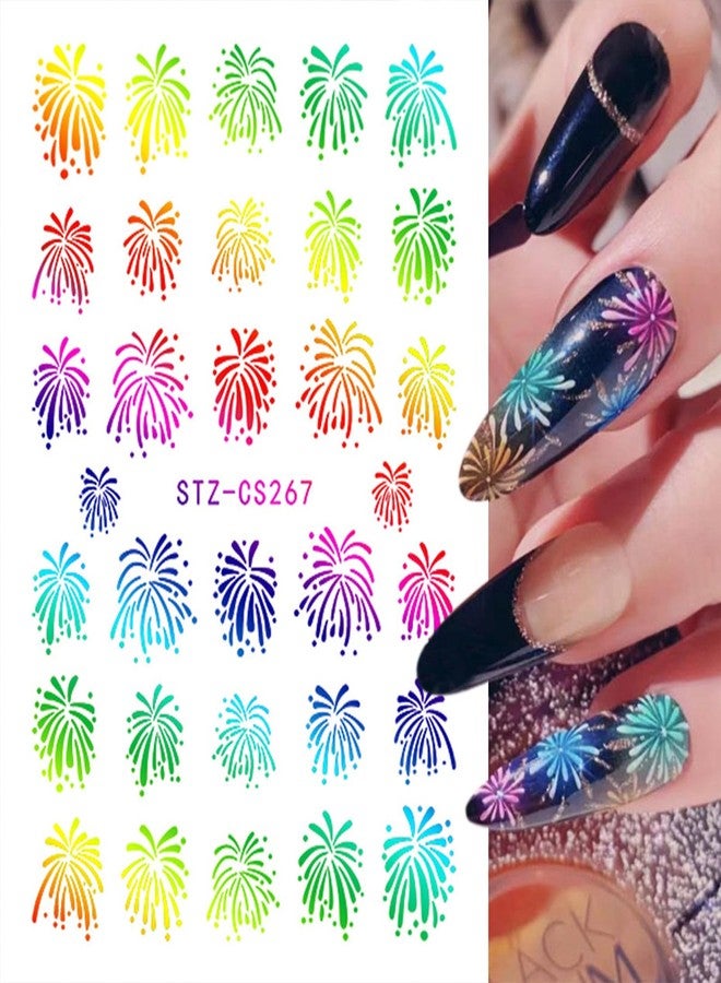 TOGZOM Gold Firework Nail Decals - Glitter Self-Adhesive Stickers, Bronzing Designs for Nail Art on New Year Nails - Image 5